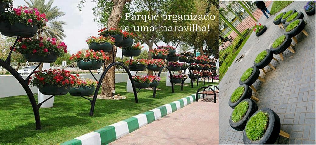 parque organizado com pneus reciclados