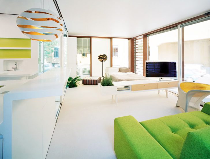 design interior do loft pré-fabricado