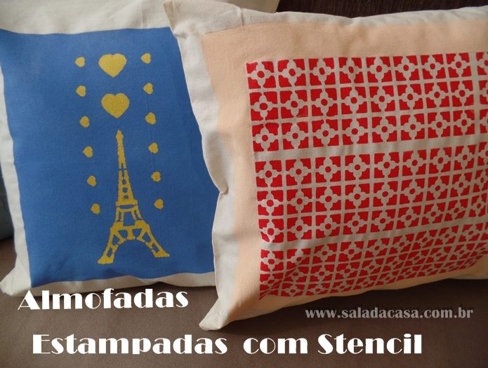 almofadas estampada com stencil