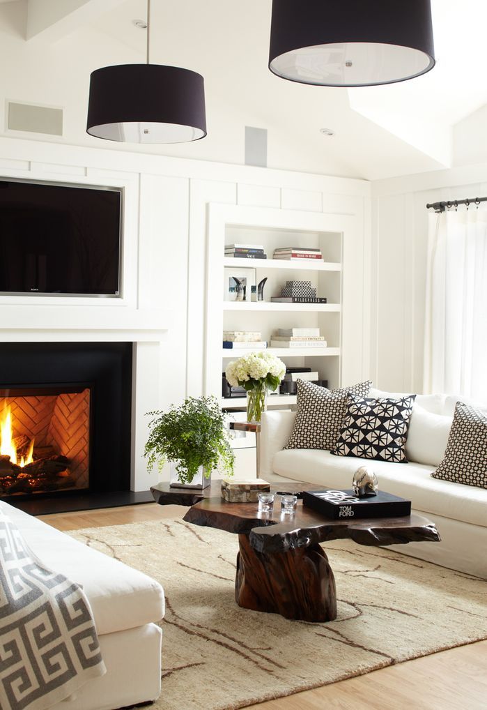 Sala de estar/living com toques em preto e branco