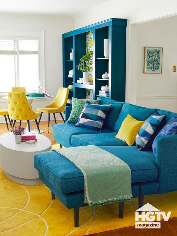 cores que combinam com azul- amarelo e azul