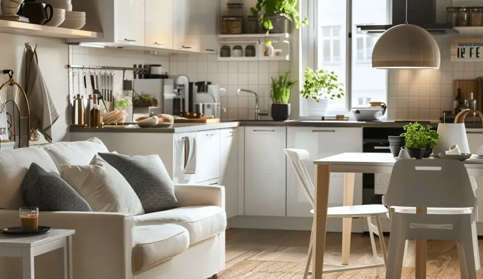sala e cozinha integrada minimalista