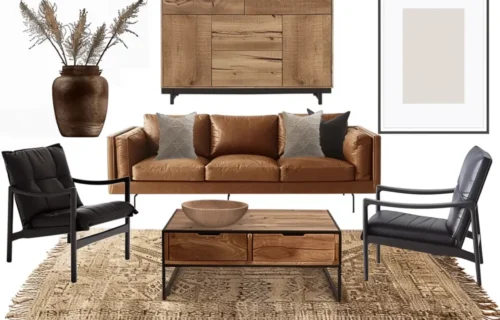 decoração sala marrom e preto