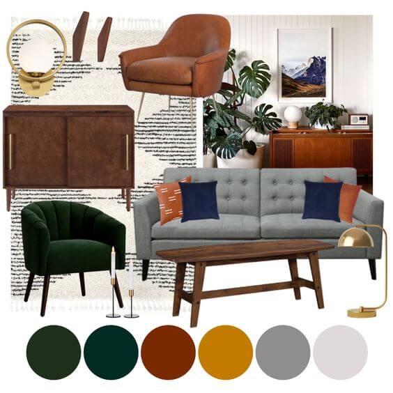 mood board de inspirações para usar cores terrosas na decoração