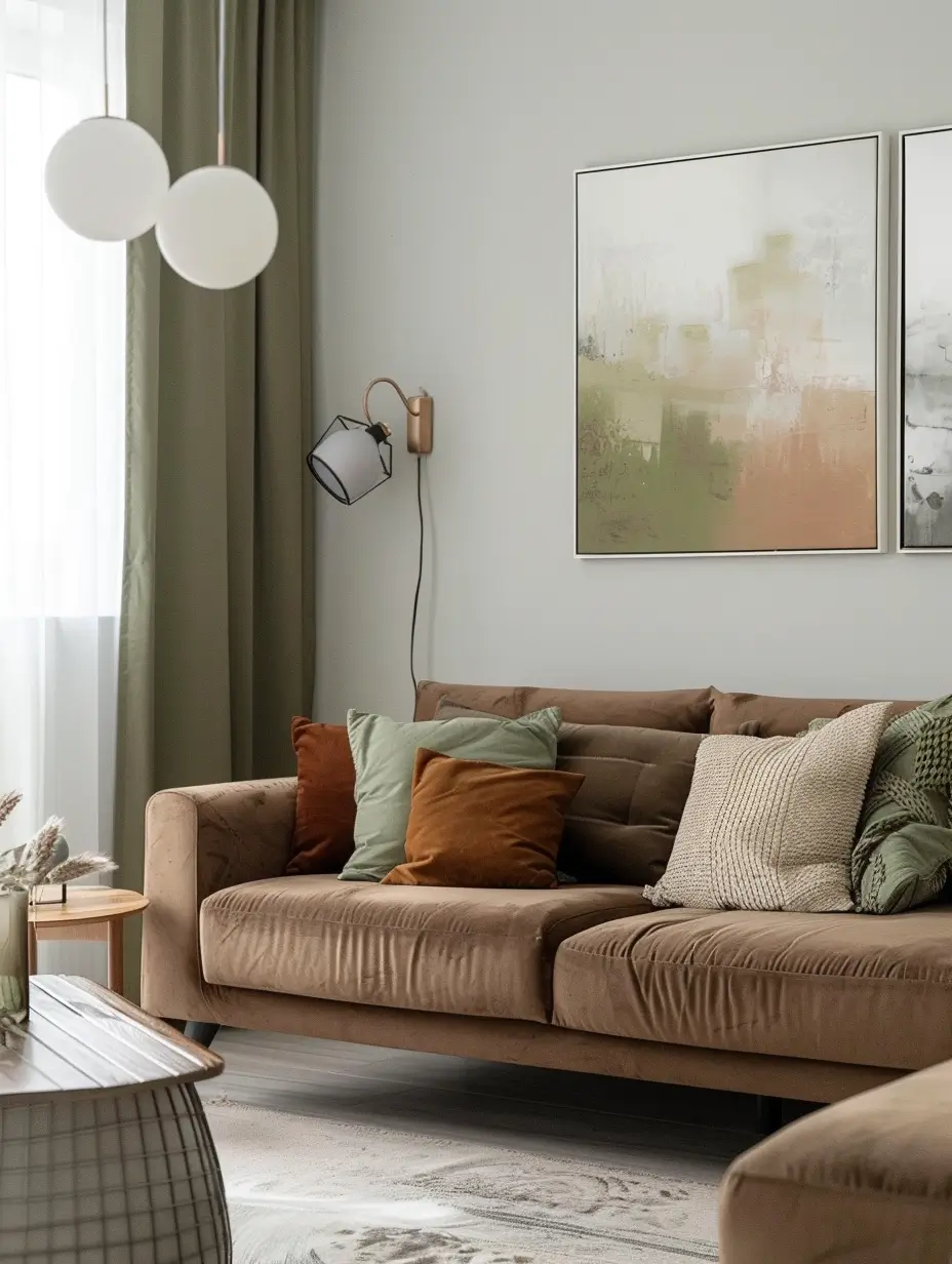 como decorar a sala com sofá marrom
