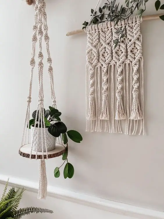 painel de macrame na decoração